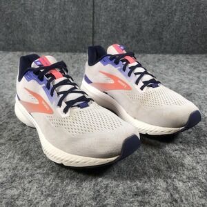Brooks Launch 8 Running Shoes Womens 10.5 Gray Navy Coral Athletic Sneakers